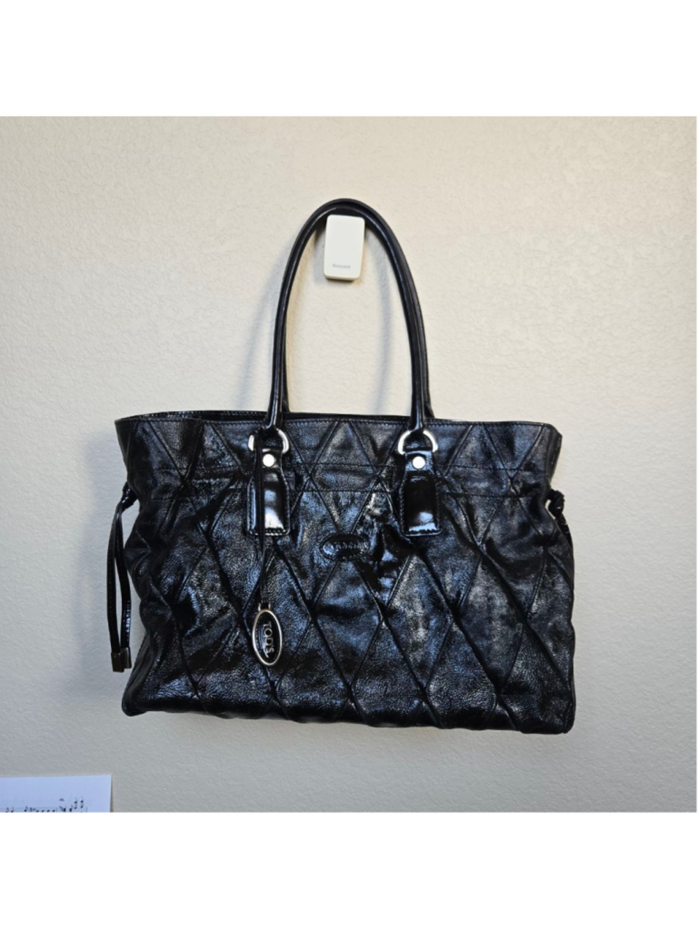 Authentic TOD'S Signature Matelasse Patent Leather Tote Bag Italy